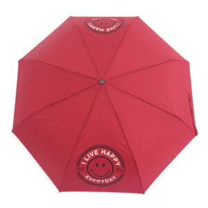 Smiley World Rain Umbrella 9234 simple Windproof red